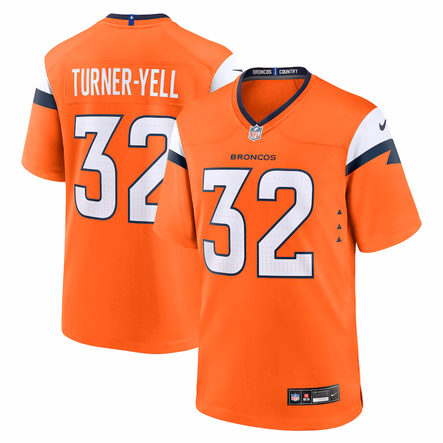 Men's Denver Broncos Delarrin Turner-Yell Nike Orange Team Game Jersey - Puhuasuan