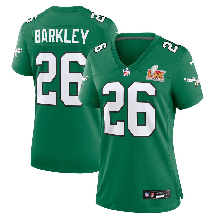 Women's Philadelphia Eagles Saquon Barkley Nike Kelly Green Super Bowl LIX 2nd Alternate Game Jersey - Puhuasuan