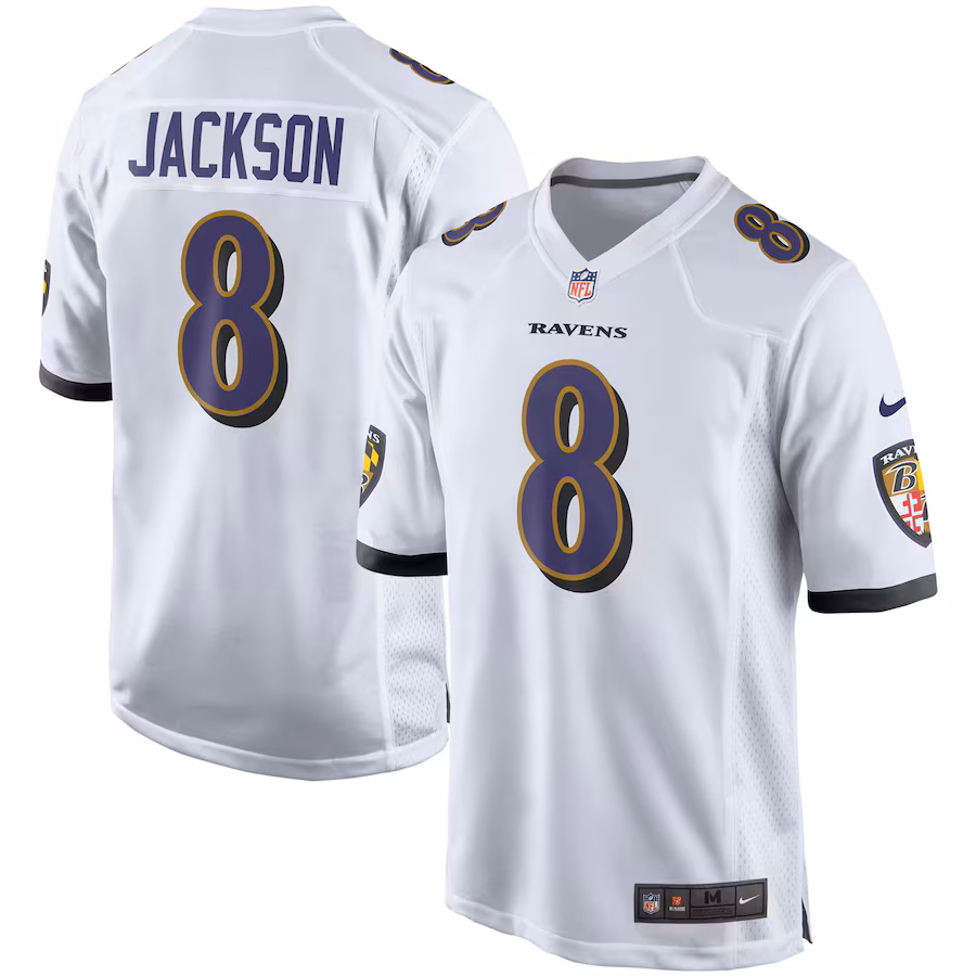 Men's Baltimore Ravens Lamar Jackson Nike White Player Game Jersey - Puhuasuan
