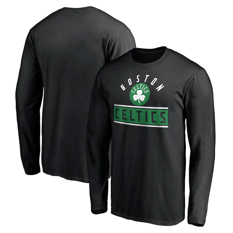 Men's Boston Celtics Black Team Arch Knockout Long Sleeve T-Shirt - Puhuasuan