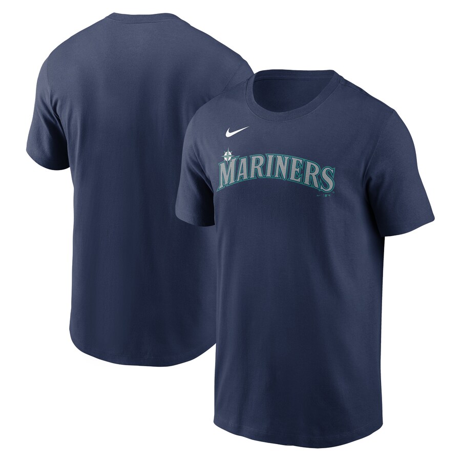 Men's Seattle Mariners Nike Navy Fuse Wordmark T-Shirt - Puhuasuan