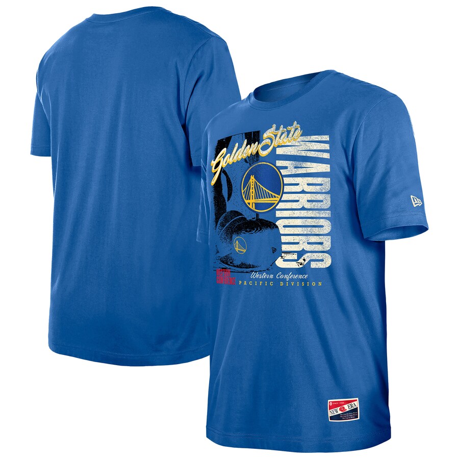 Men's Golden State Warriors  New Era Royal Distressed Throwback Vintage Color Pack T-Shirt - Puhuasuan