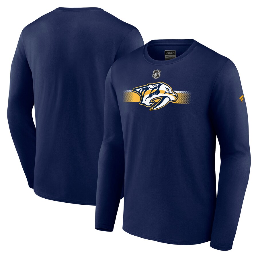 Men's Nashville Predators Fanatics Navy Authentic Pro Secondary Long Sleeve T-Shirt - Puhuasuan