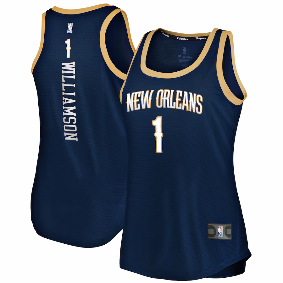 Women's New Orleans Pelicans Zion Williamson Fanatics Navy Fast Break Team Tank Jersey - Icon Edition - Puhuasuan