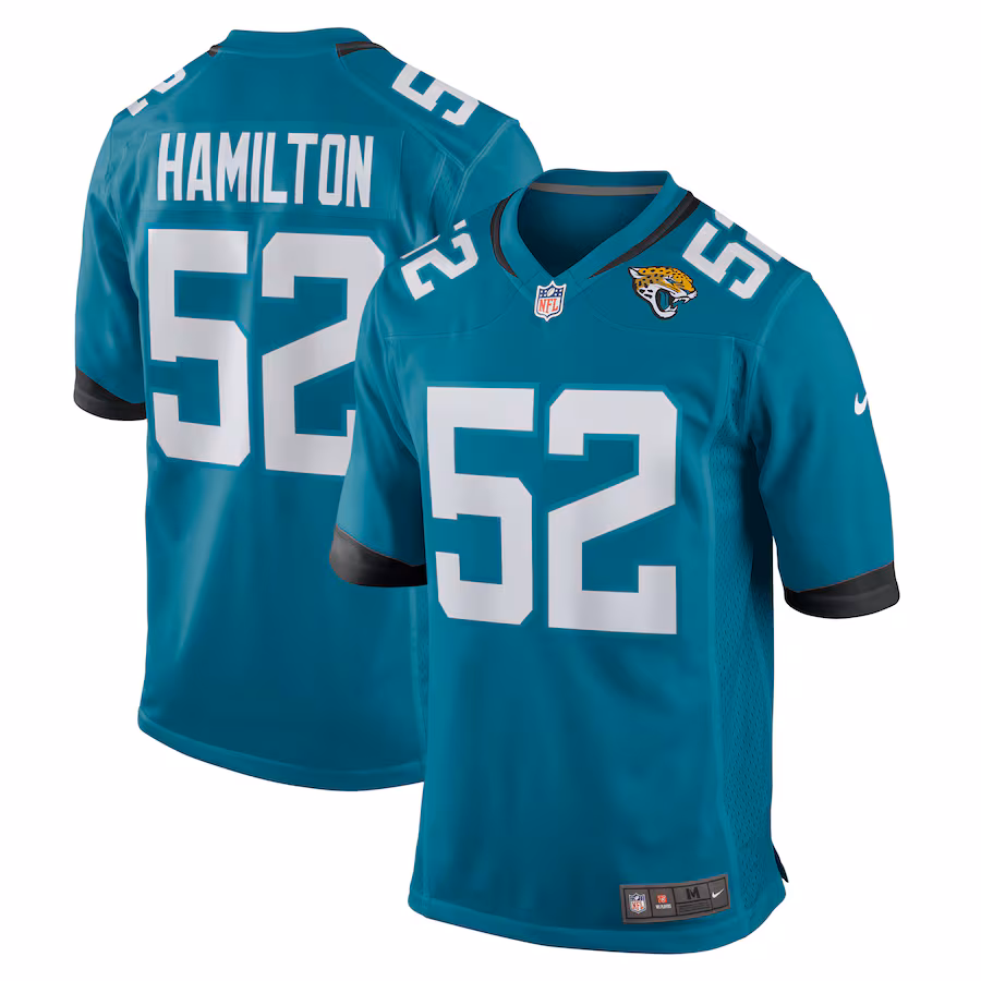 Men's Jacksonville Jaguars DaVon Hamilton Nike Teal Game Jersey - Puhuasuan