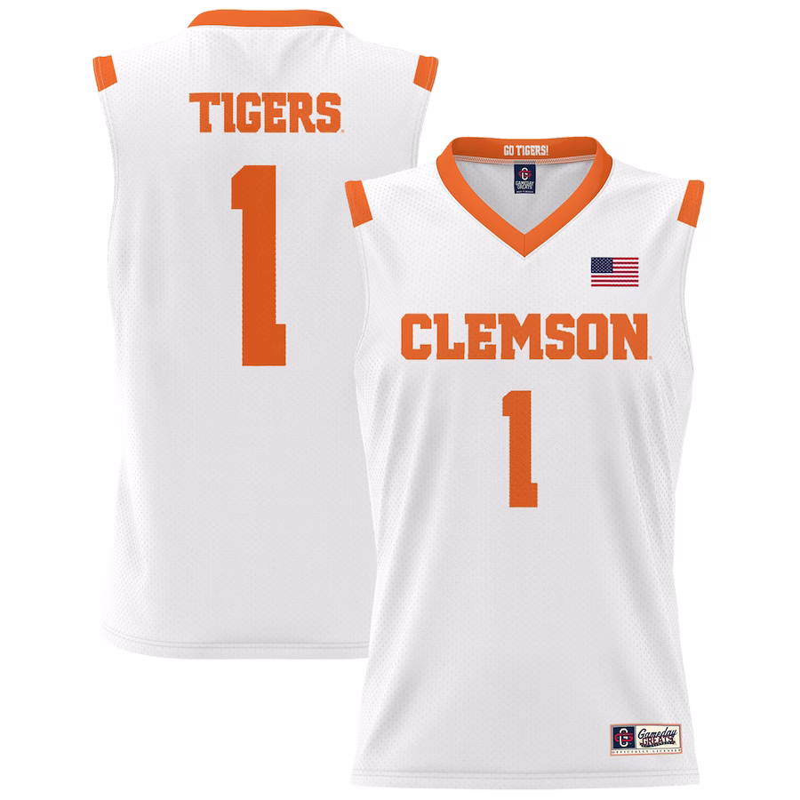 #1 Clemson Tigers GameDay Greats Unisex Lightweight Basketball Jersey - White - Puhuasuan
