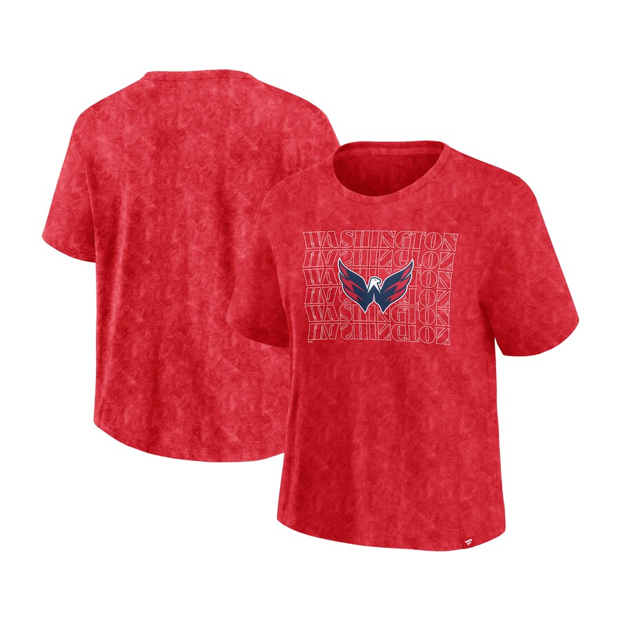 Women's Washington Capitals Fanatics Red Faded Wash T-Shirt - Puhuasuan