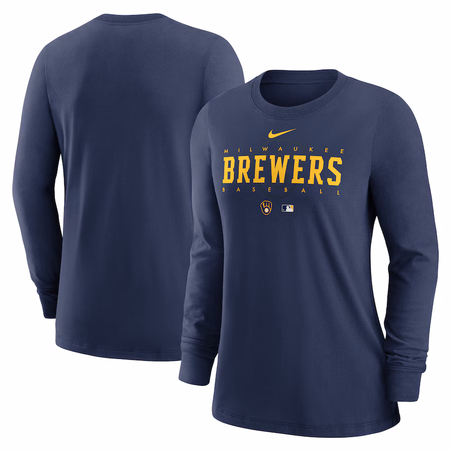 Women's Milwaukee Brewers Nike Navy Authentic Collection Legend Performance Long Sleeve T-Shirt - Puhuasuan