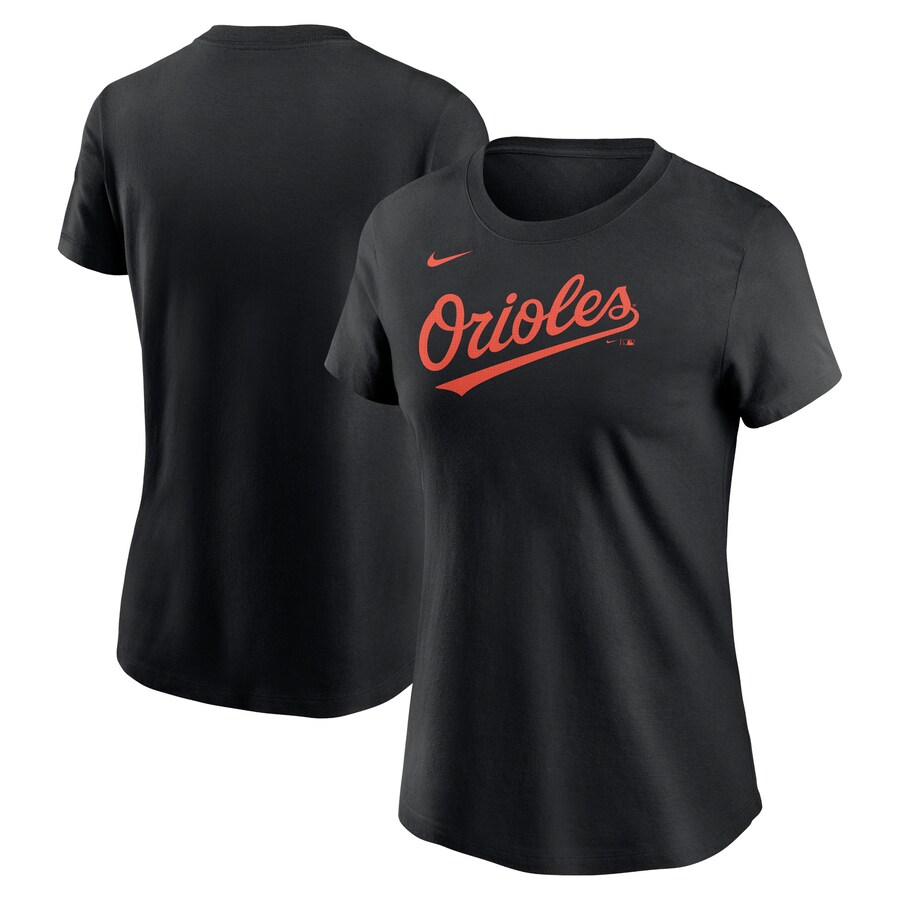 Women's Baltimore Orioles Nike Black Fuse Wordmark T-Shirt - Puhuasuan