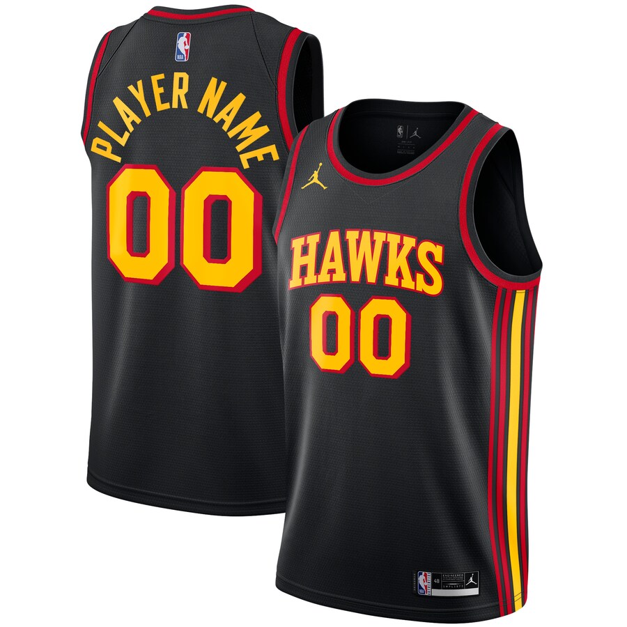 Men's Atlanta Hawks Jordan Brand Black Swingman Custom Jersey - Statement Edition - Puhuasuan
