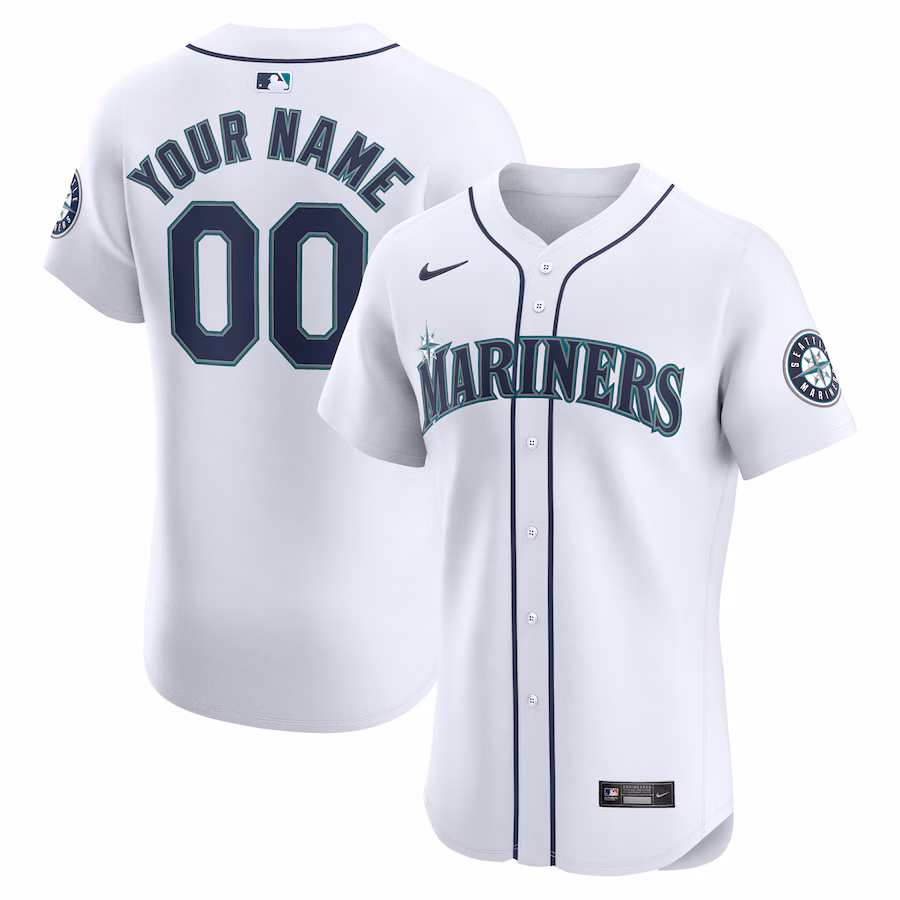 Men's Seattle Mariners Nike White Home Elite Custom Jersey - Puhuasuan