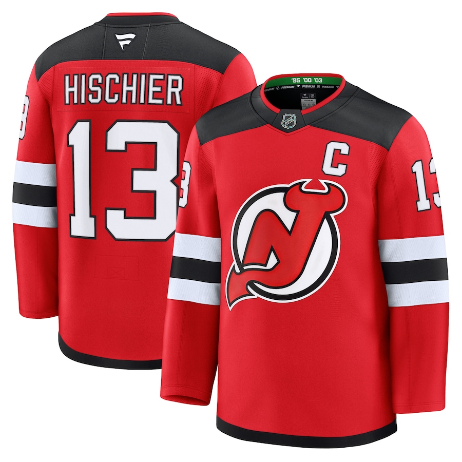 Men's New Jersey Devils Nico Hischier Fanatics Red Home Premium Jersey - Puhuasuan
