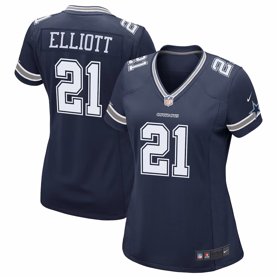 Women's Dallas Cowboys Ezekiel Elliott Nike Navy Game Team Jersey - Puhuasuan