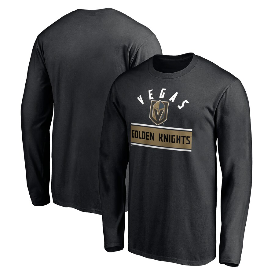Men's Vegas Golden Knights Black Team Arch Knockout Long Sleeve T-Shirt - Puhuasuan