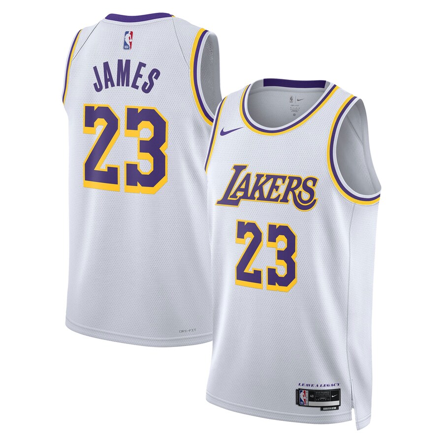 Unisex Los Angeles Lakers LeBron James Nike White Swingman Jersey - Association Edition - Puhuasuan