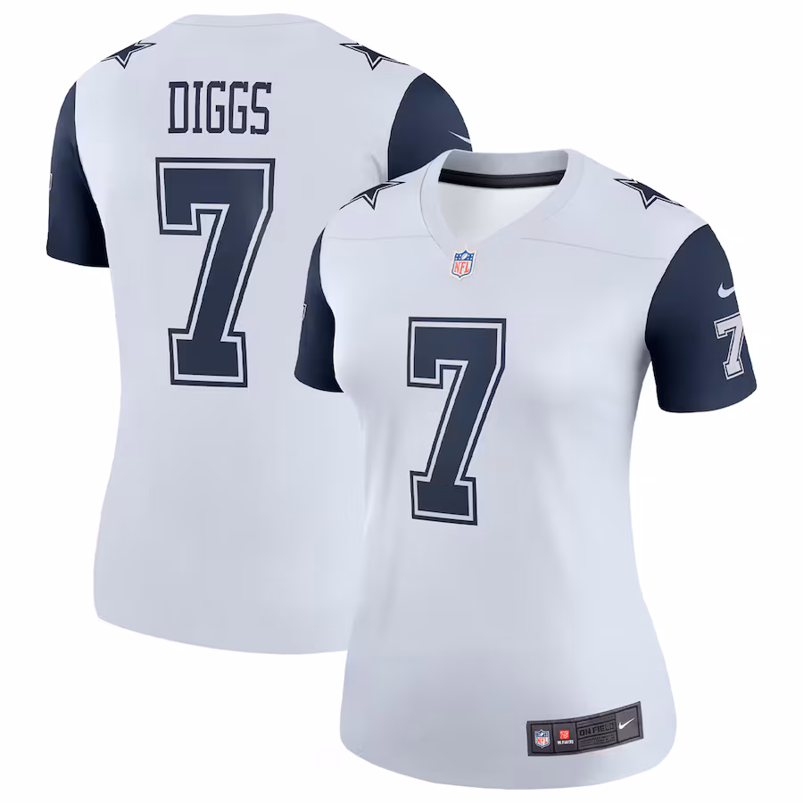 Women's Dallas Cowboys Trevon Diggs Nike White Legend Player Performance Top - Puhuasuan