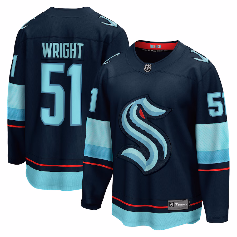 Men's Seattle Kraken Shane Wright Fanatics Deep Sea Blue Home Breakaway Player Jersey - Puhuasuan