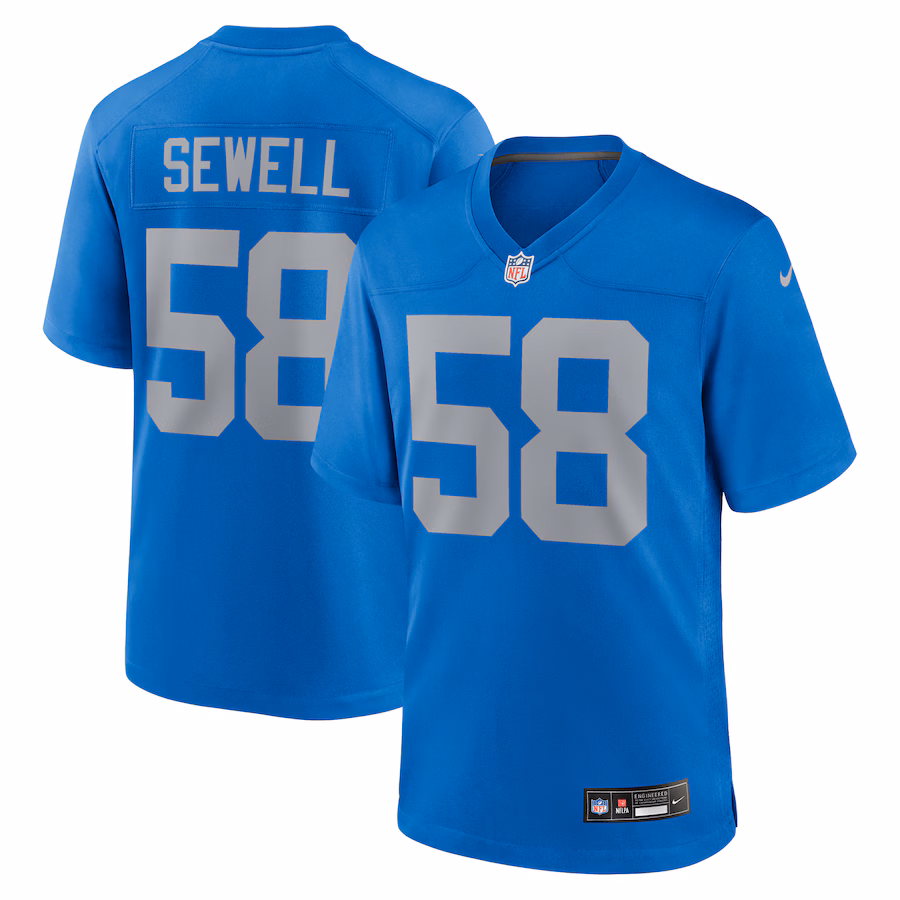 Men's Detroit Lions Penei Sewell Nike Blue Alternate Game Jersey - Puhuasuan