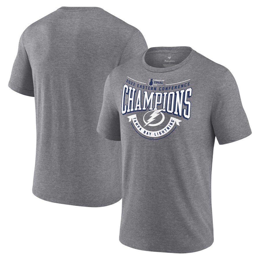 Men's Tampa Bay Lightning Fanatics Heathered Gray 2022 Eastern Conference Champions Go Ahead Goal Tri-Blend T-Shirt - Puhuasuan