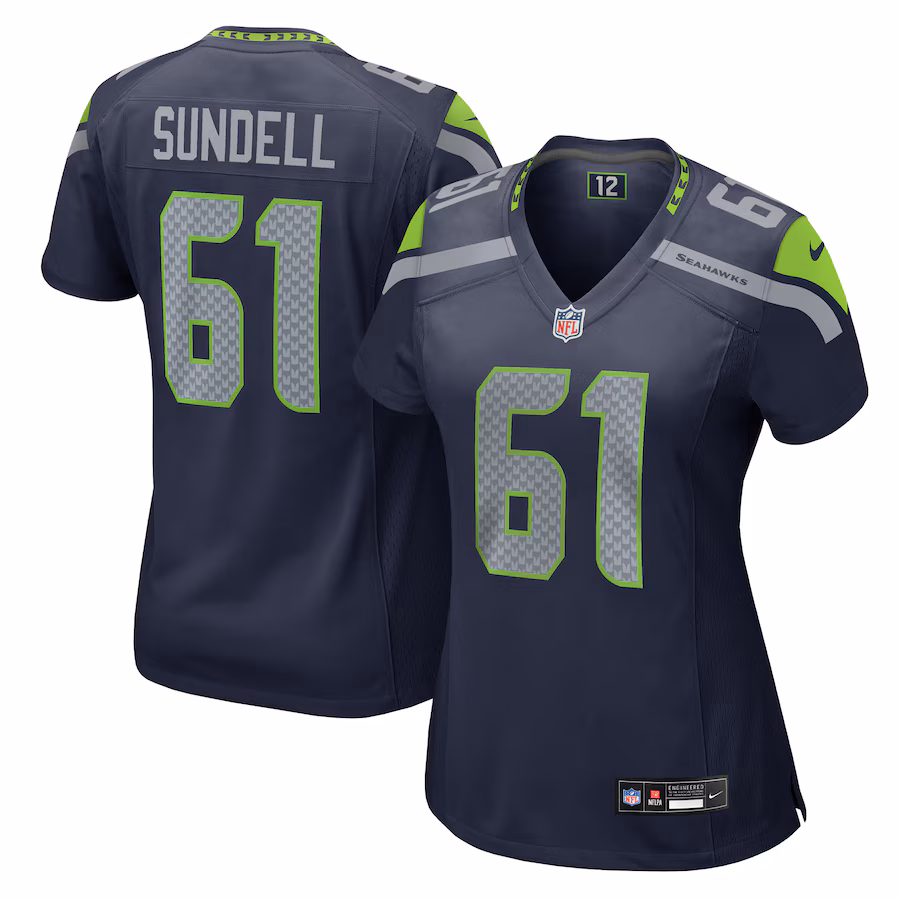 Women's Seattle Seahawks Jalen Sundell Nike College Navy Game Jersey - Puhuasuan