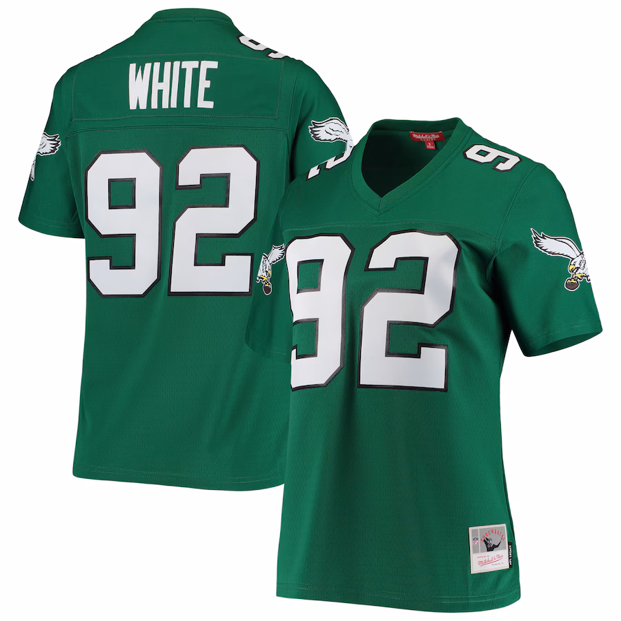 Women's Philadelphia Eagles Reggie White Mitchell & Ness Kelly Green 1990 Legacy Replica Jersey - Puhuasuan