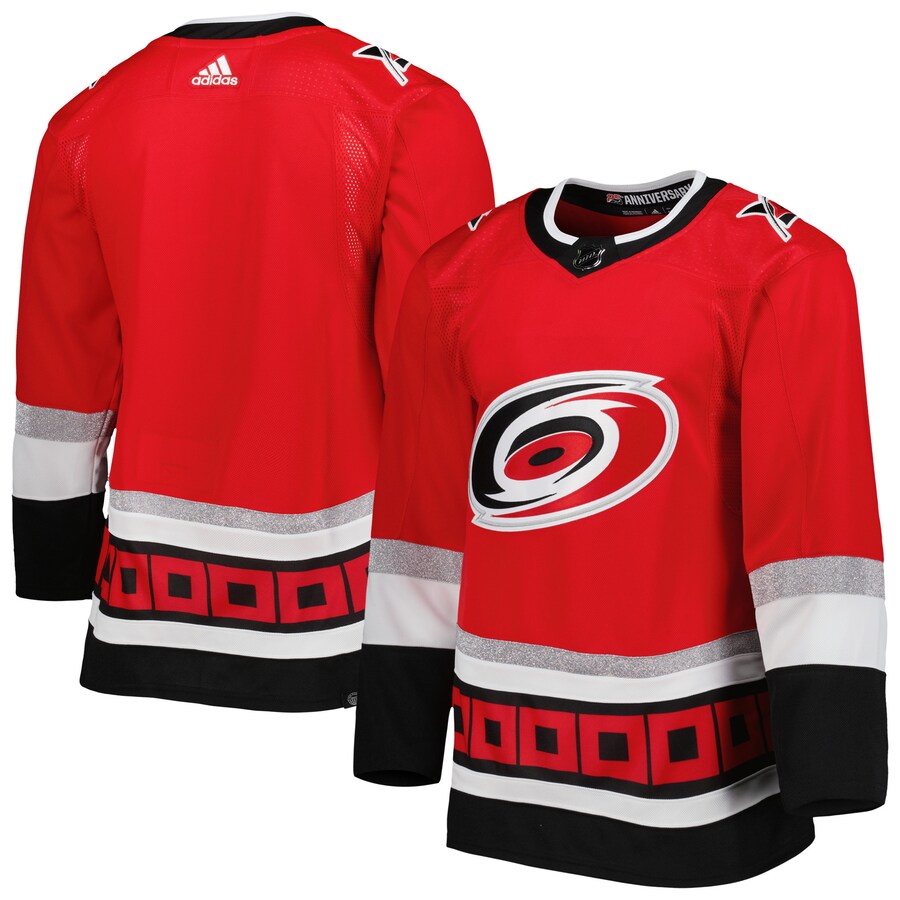 Men's Carolina Hurricanes adidas Red 2022-23 25th Anniversary Primegreen Authentic Jersey - Puhuasuan