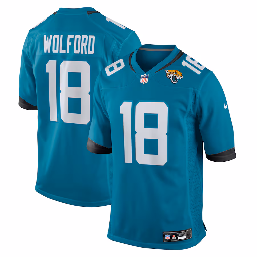 Men's Jacksonville Jaguars John Wolford Nike Teal Team Game Jersey - Puhuasuan