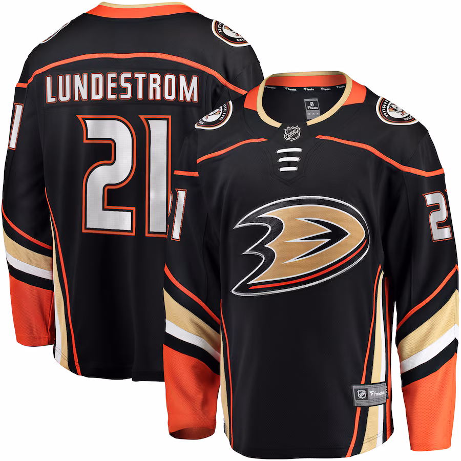 Men's Anaheim Ducks Isac Lundestrom Fanatics Black Home Breakaway Jersey - Puhuasuan