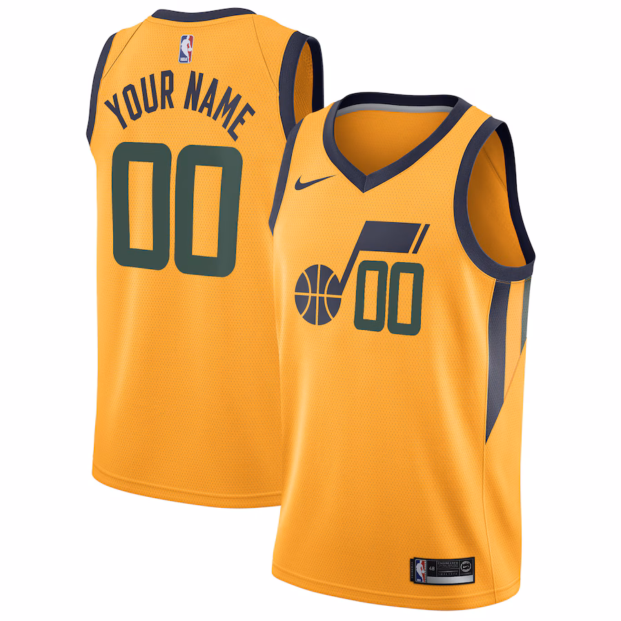 Men's Utah Jazz Nike Gold Swingman Custom Jersey - Statement Edition - Puhuasuan