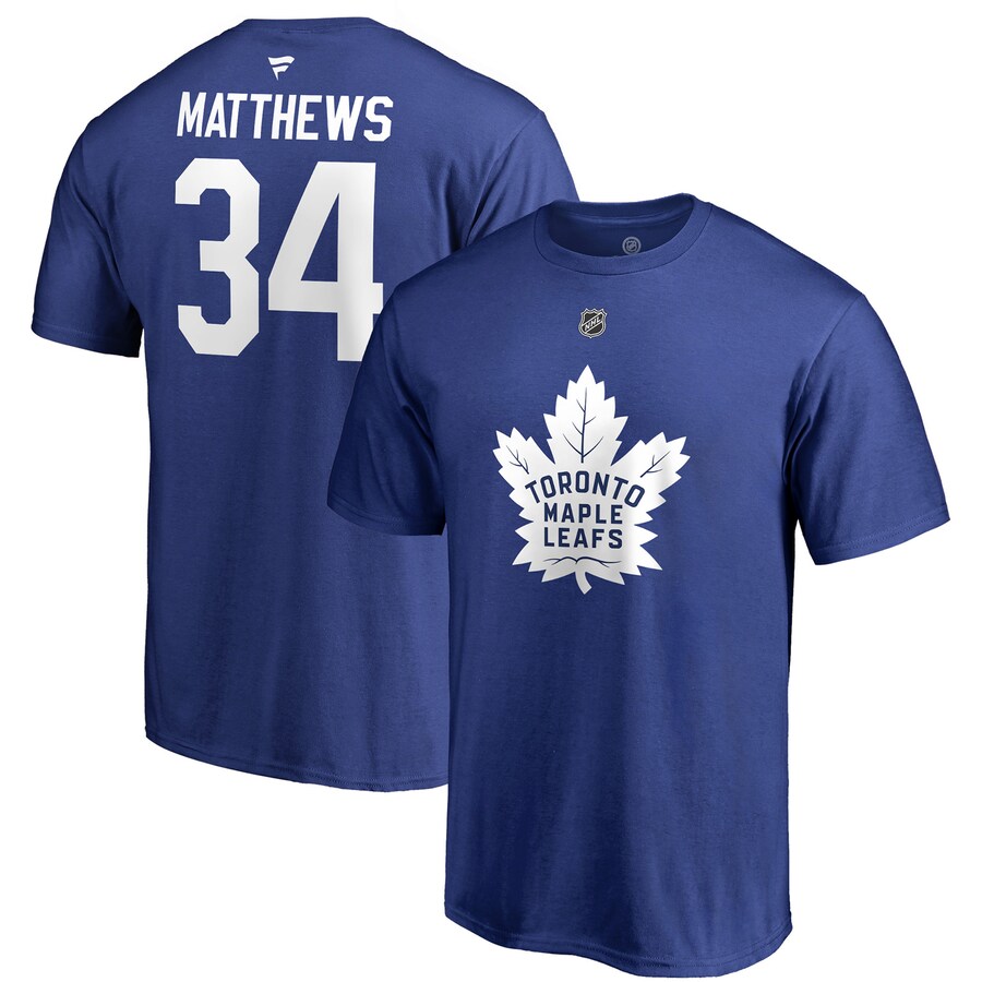 Men's Toronto Maple Leafs Auston Matthews Fanatics Blue Team Authentic Stack Name & Number T-Shirt - Puhuasuan