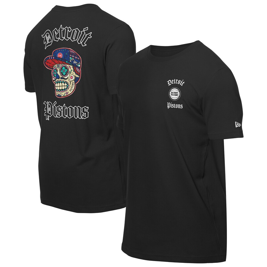 Men's Detroit Pistons New Era Black Sugar Skulls T-Shirt - Puhuasuan