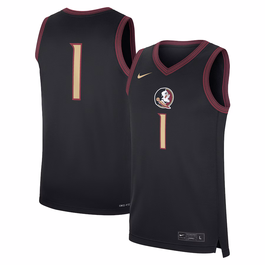 Men's Nike #1 Black Florida State Seminoles Alternate Replica Jersey - Puhuasuan