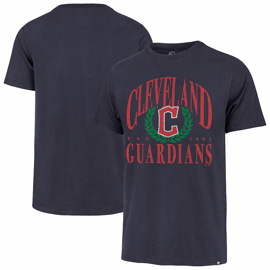 Men's Cleveland Guardians '47 Navy Pitchout Franklin T-Shirt - Puhuasuan