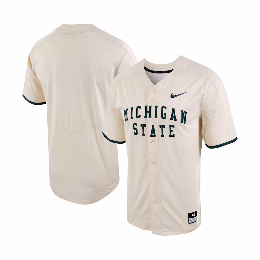 Michigan State Spartans Nike Replica Vapor Elite Full-Button Baseball Jersey - Natural - Puhuasuan