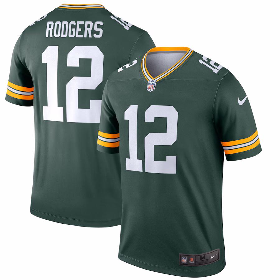 Men's Green Bay Packers Aaron Rodgers Nike Green Team Legend Player Performance Top - Puhuasuan
