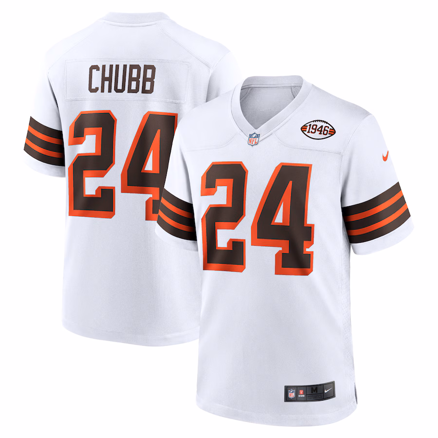 Men's Cleveland Browns Nick Chubb Nike White 1946 Collection Alternate Game Jersey - Puhuasuan