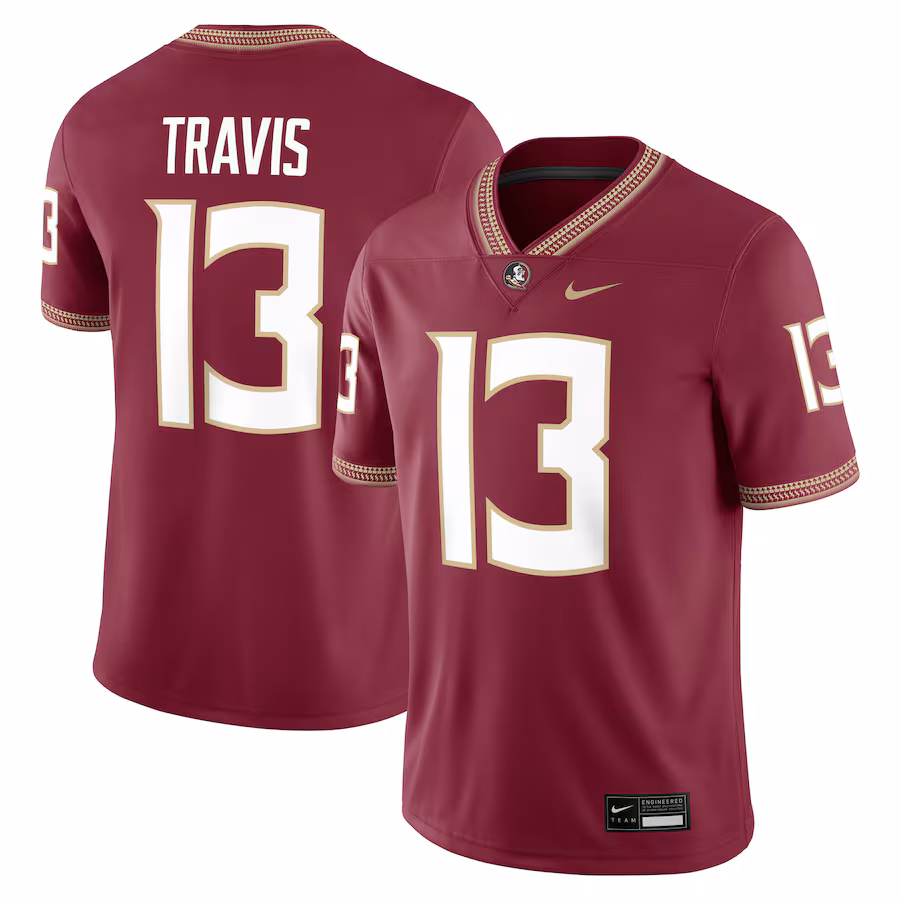 Men's Nike Jordan Travis Garnet Florida State Seminoles Player Game Jersey - Puhuasuan