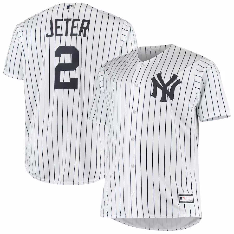 Men's New York Yankees Derek Jeter White Big & Tall Replica Player Jersey - Puhuasuan