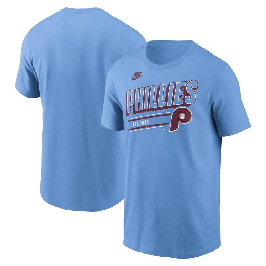 Men's Philadelphia Phillies Nike Light Blue Cooperstown Collection Retro T-Shirt - Puhuasuan