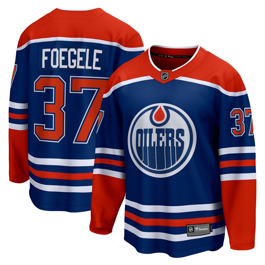 Men's Edmonton Oilers Warren Foegele Fanatics Branded Royal Home Breakaway Jersey - Puhuasuan