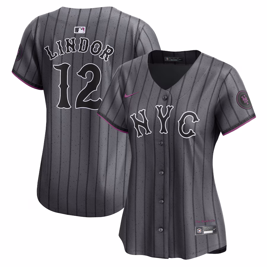 Women's New York Mets Francisco Lindor Nike Graphite 2024 City Connect Limited Player Jersey - Puhuasuan