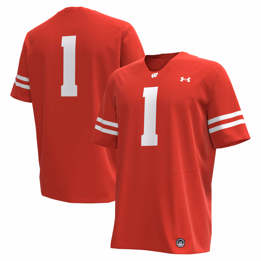 Men's Under Armour #1 Red Wisconsin Badgers Replica Football Jersey - Puhuasuan