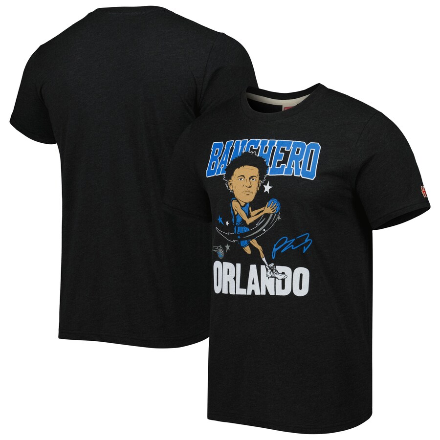 Men's Orlando Magic Paolo Banchero Homage Charcoal Caricature Tri-Blend T-Shirt - Puhuasuan