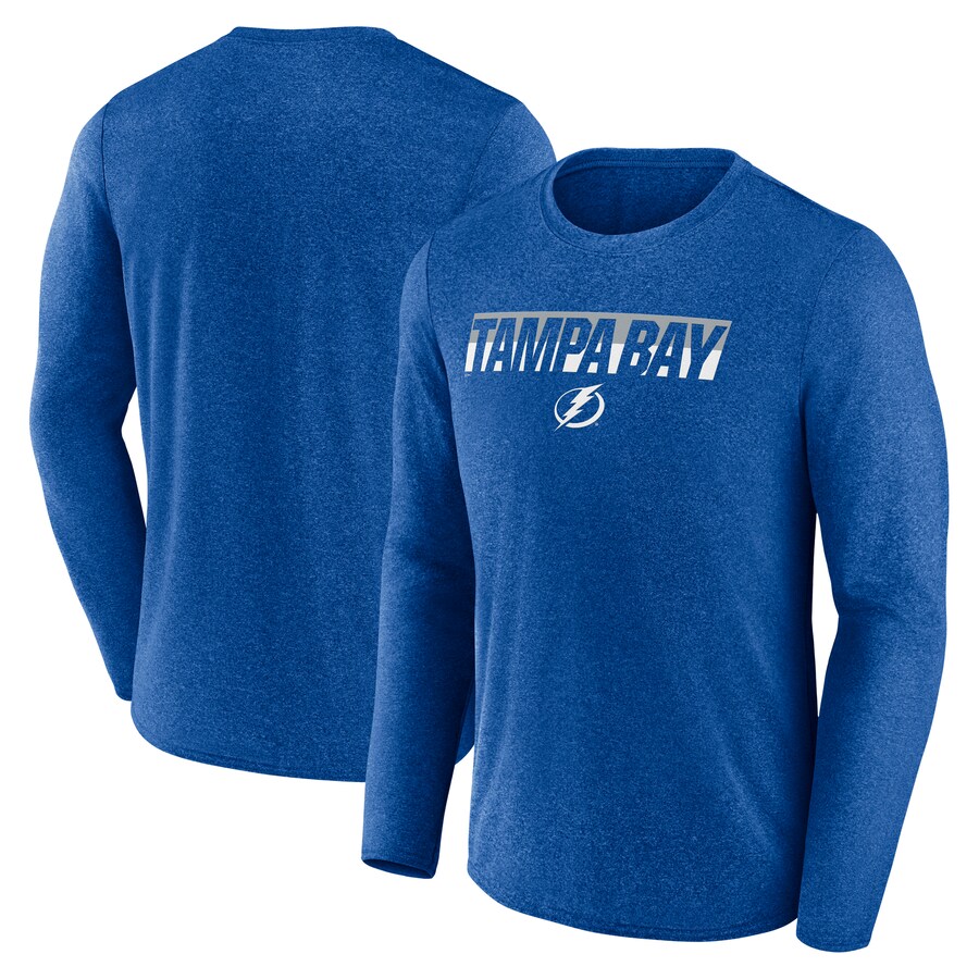 Men's Tampa Bay Lightning Fanatics Heather Blue Transition Long Sleeve T-Shirt - Puhuasuan