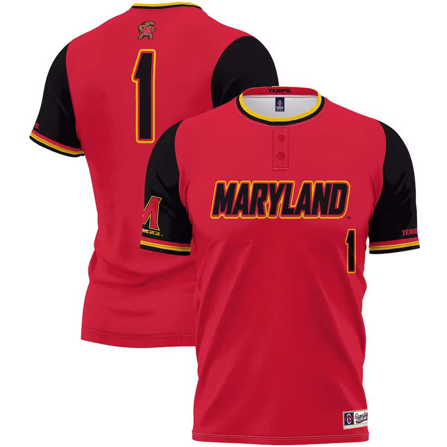 #1 Maryland Terrapins GameDay Greats Youth Lightweight Softball Jersey �?Red - Puhuasuan