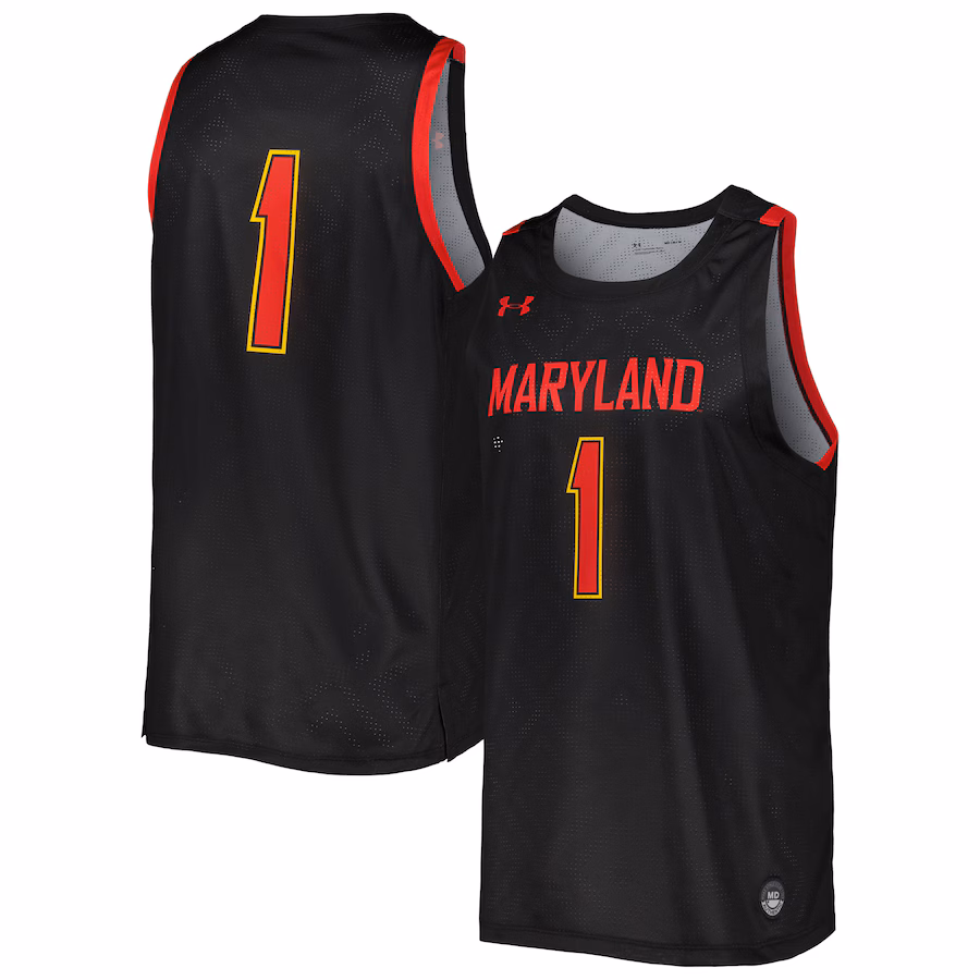 Men's Under Armour Black Maryland Terrapins Replica Basketball Jersey - Puhuasuan