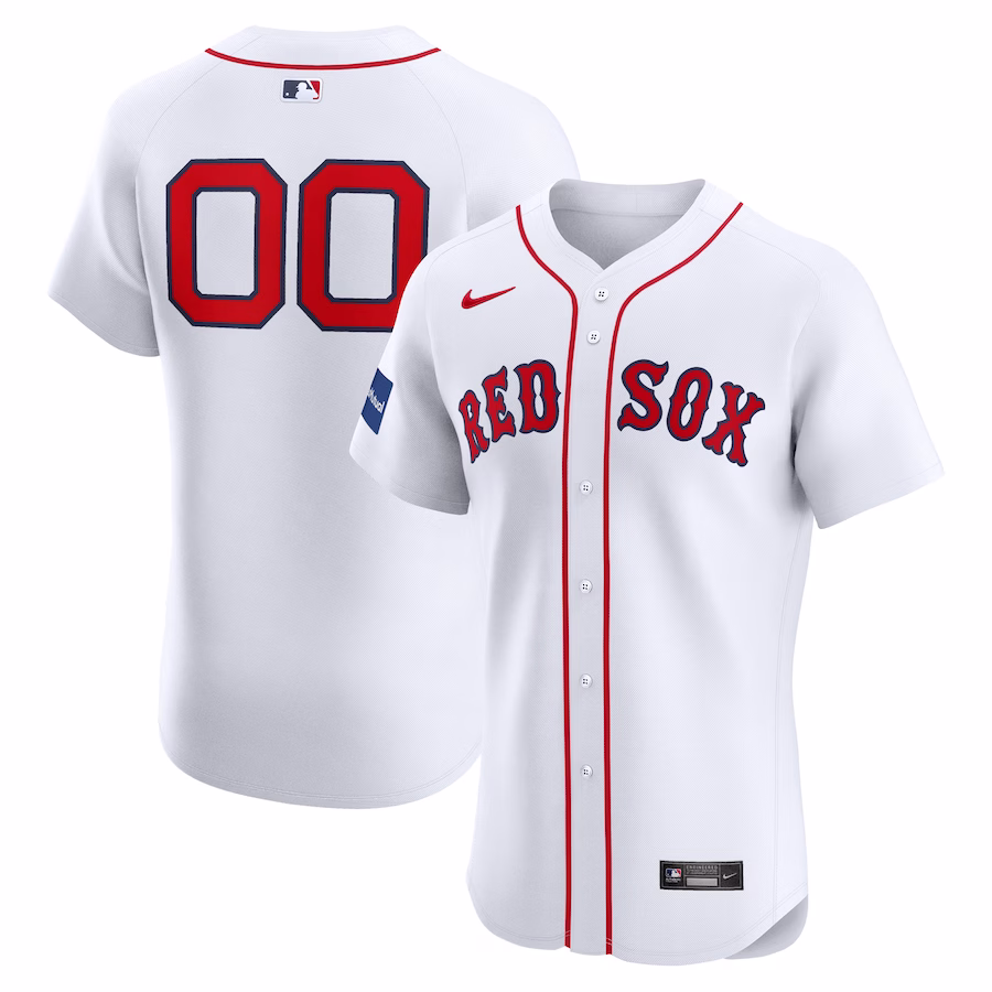 Men's Boston Red Sox Nike White Home Elite Custom Patch Jersey - Puhuasuan