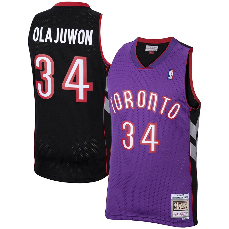 Men's Toronto Raptors Hakeem Olajuwon Mitchell & Ness Purple 2001/02 Hardwood Classics Swingman Jersey - Puhuasuan