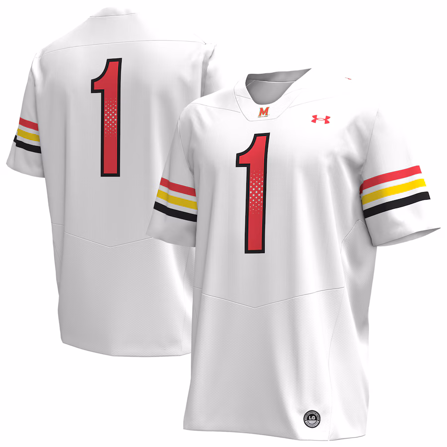 Men's Under Armour #1 White Maryland Terrapins Replica Football Jersey - Puhuasuan