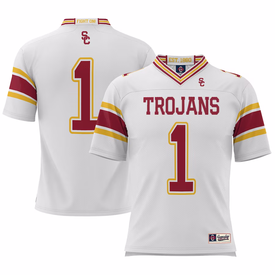 #1 USC Trojans GameDay Greats Youth Football Jersey - White - Puhuasuan